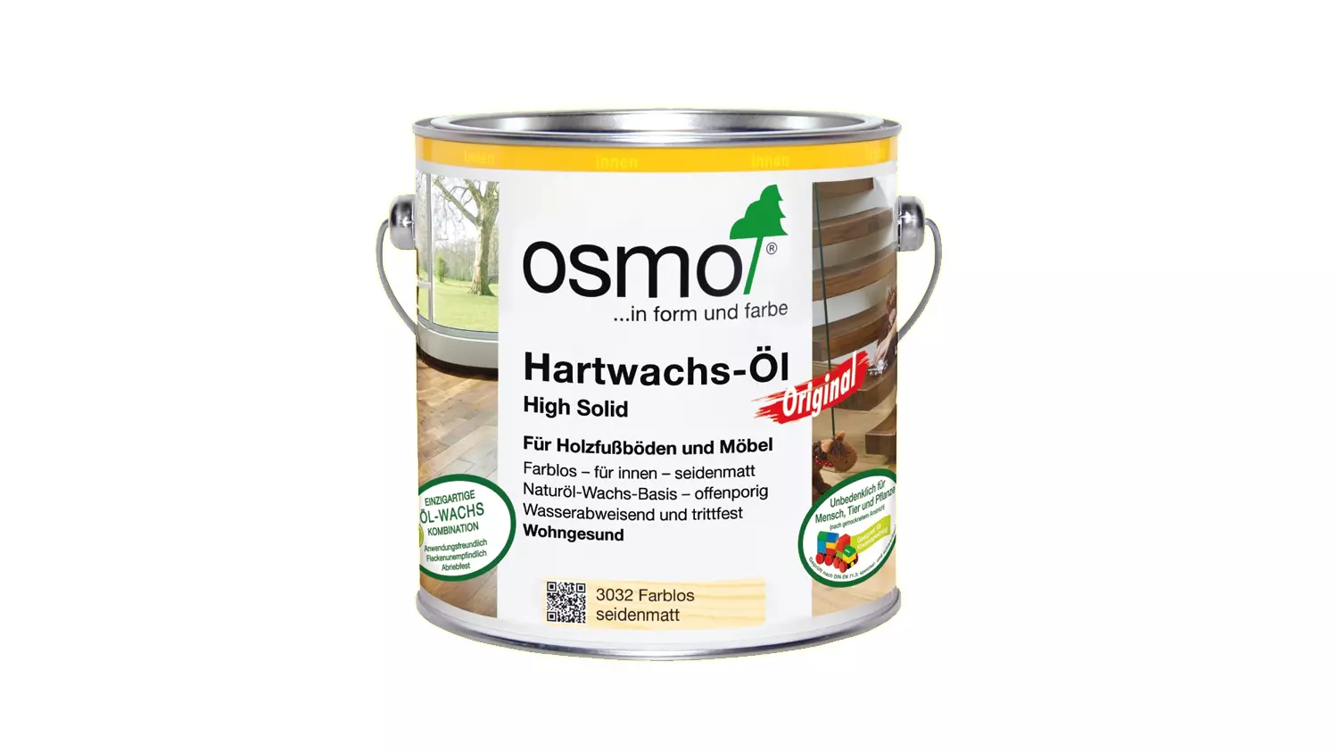 Osmo Hartwachs-Öl Original 3032 farblos seidenmatt, 2,5l (für Bodendielen innen)