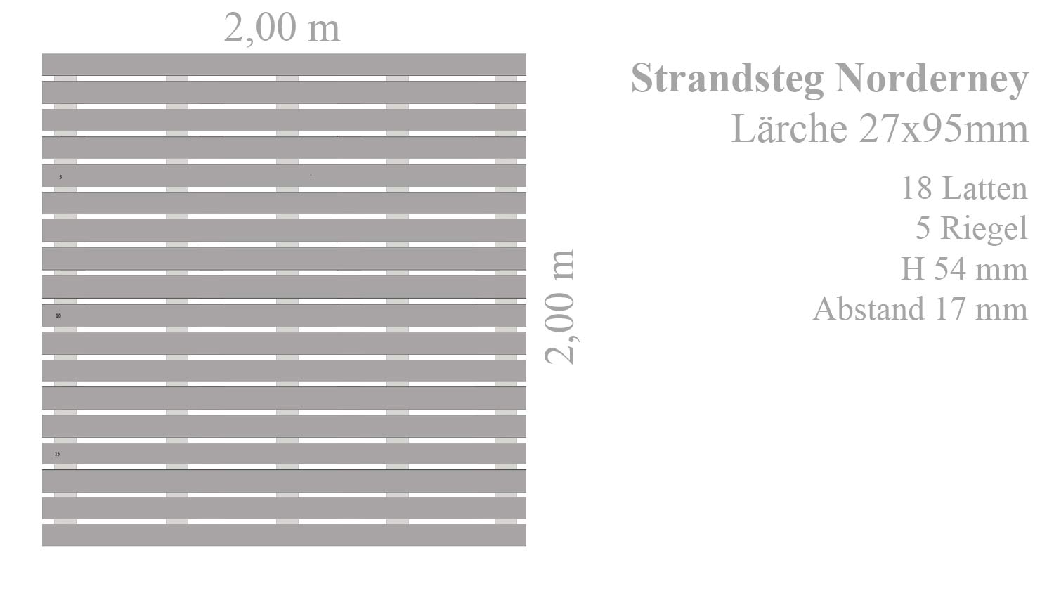 Strandsteg Norderney, Lärche 2,00 x 2,00m