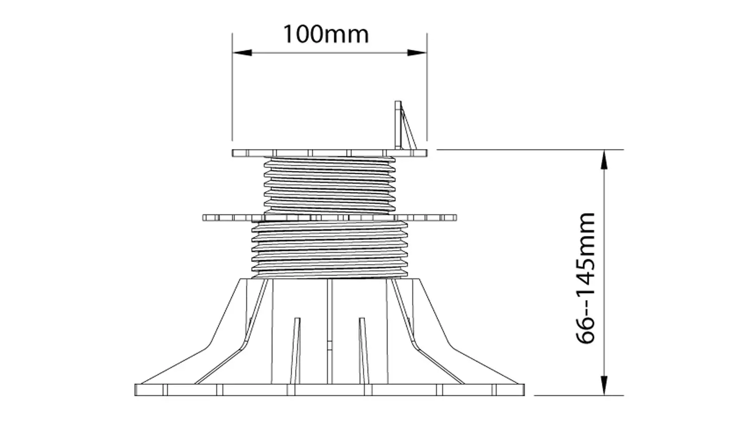 Profi Stelzlager 65-145mm höhenverstellbar, Polypropylen schwarz 