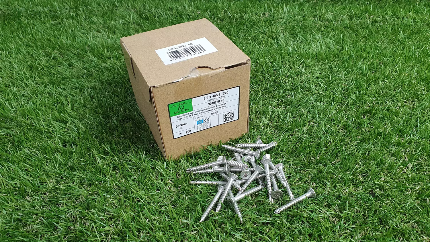 A2 Schrauben 5,0x40/26mm TX20 für Alu-UK, Senkkopf, mit Bohrspitze, 200 Stck./Pack.