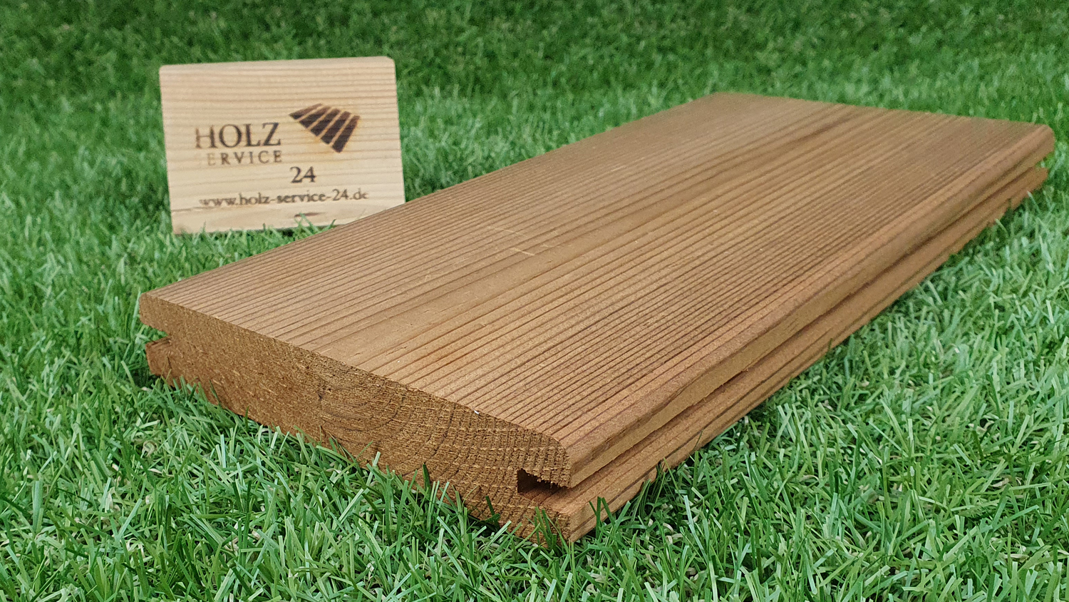 Thermostar Terrassendiele Thermokiefer 26x142mm, Länge 3,60m, glatt/glatt, seitliche Clipnut für LIGO