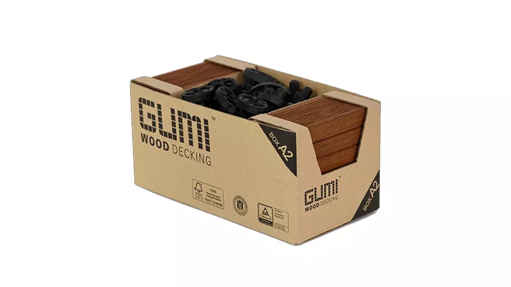 Klickfliese Gumideck Box A2 Thermoesche, 16 Dielen 21x70mm, Länge 14,4cm, Deckfläche 0,175 m²   