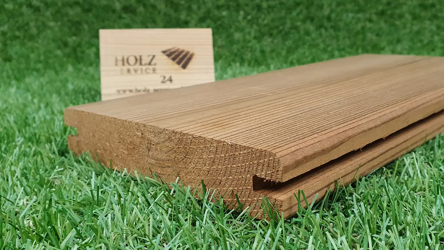 Thermostar Terrassendiele Thermokiefer 26x142mm, Länge 3,60m, glatt/glatt, seitliche Clipnut für LIGO