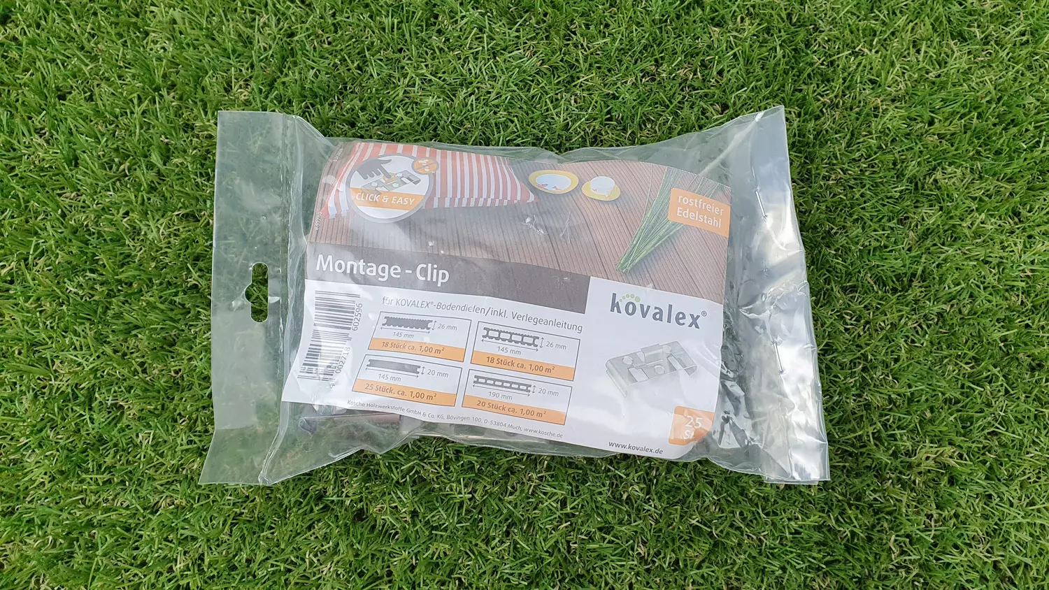 Kovalex Kosche Konsta WPC Montageclips V2A zum Aufclipsen auf WPC Unterkonstruktion (25 Stck/ Btl)
