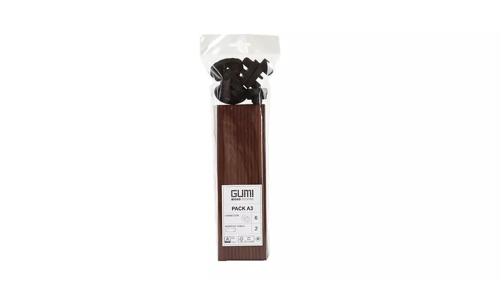 Klickfliese Gumideck Pack A3 Thermoesche, 2 Dielen 21x70mm, Länge 21,4cm     
