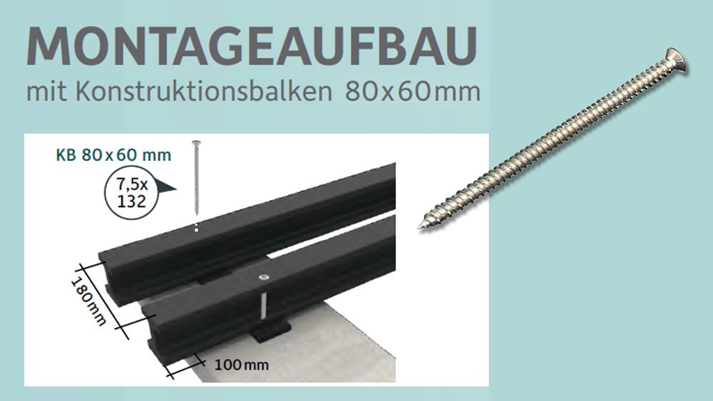 Megawood WPC Konstruktionsbalken/ Unterkonstruktion 80x60 mm, Länge 4,00m